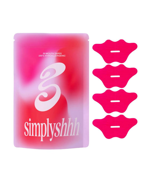 Simply Shhh pink mouth tape strips for sleep wellness and skin glow
